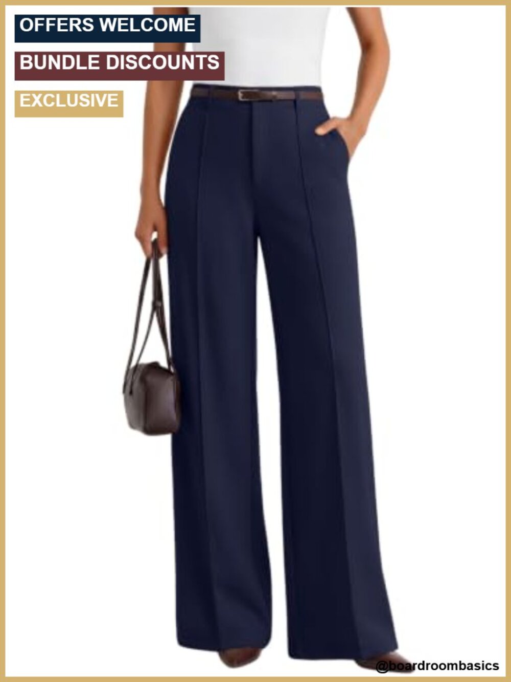 High Waisted Front Seam Stretchy Dress Work Pants with Pockets